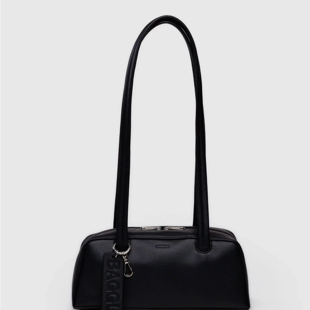 BNWT BAGGU Black Small Recycled Leather Bowler Bag